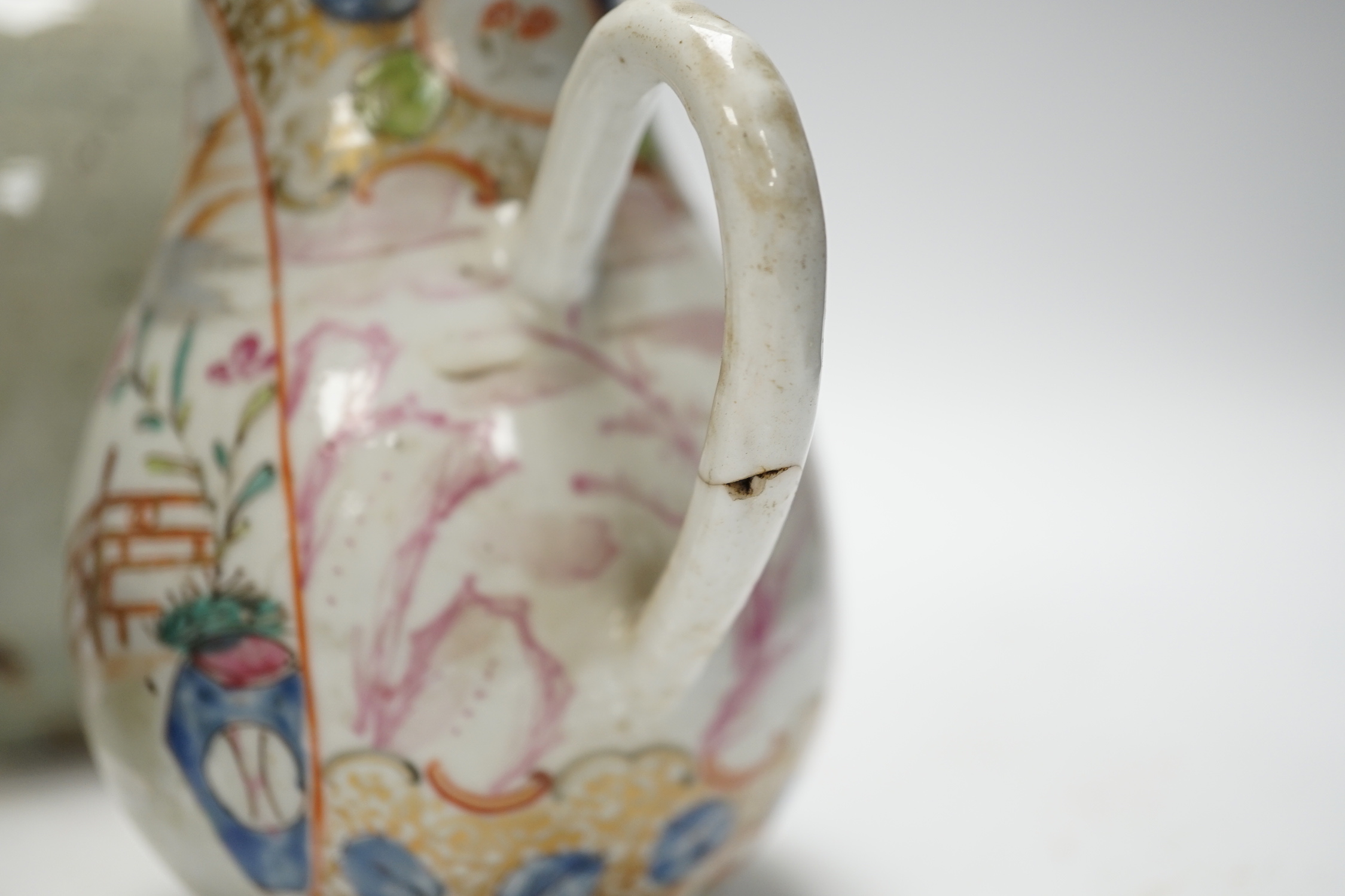 A group of Chinese porcelain etc, 18th century and later (8), including a crackle glaze Dragon water pot, c.1900 and a brown glazed meiping, early 20th century
